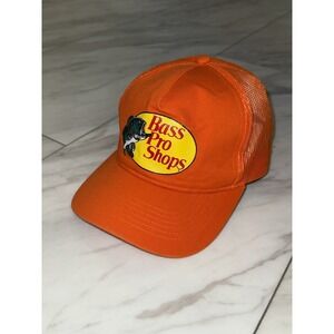 Vintage Bass Pro Shops Club Baseball Hat Dad Cap Orange Adjustable VTG Y2K